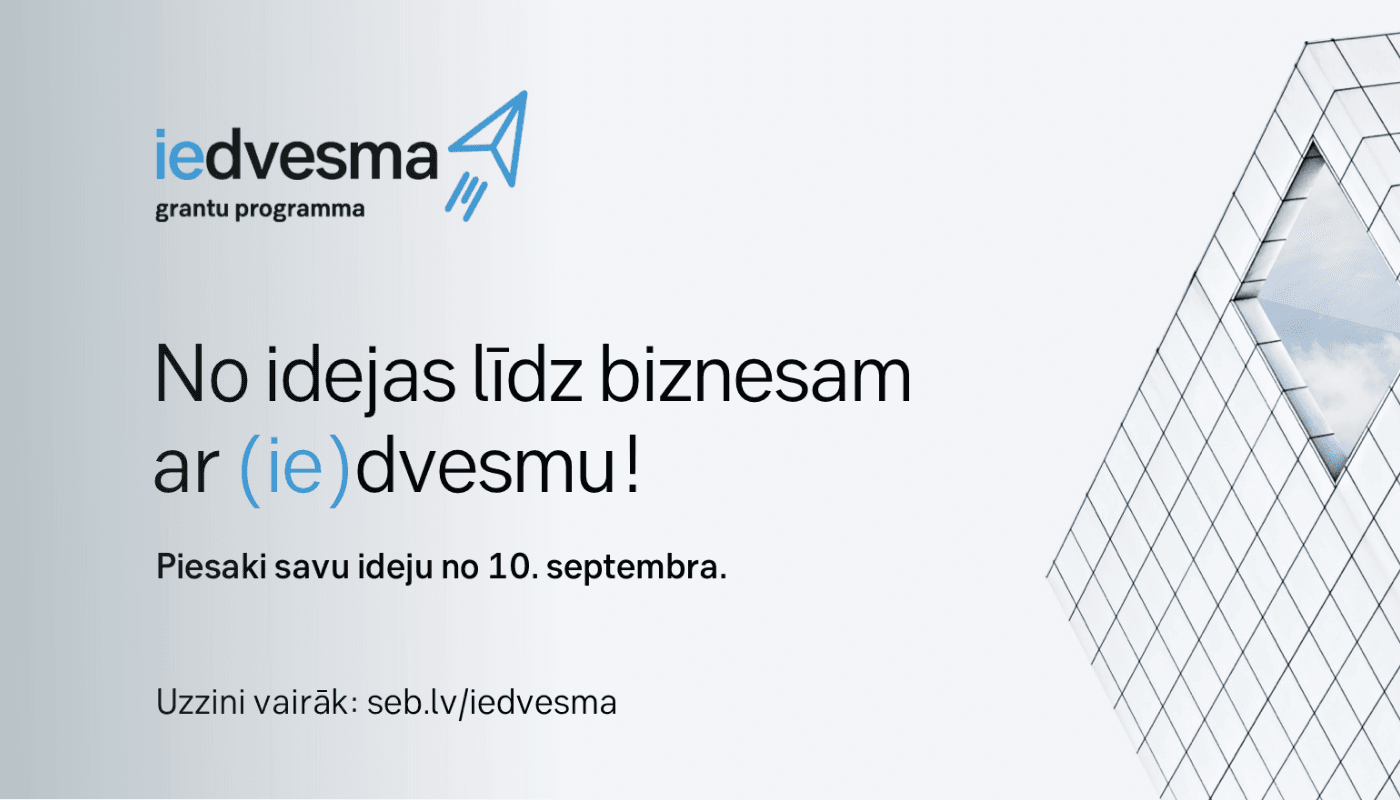 Grantu programmā “(ie)dvesma” jaunos uzņēmējus atbalstīs par 80 000 eiro