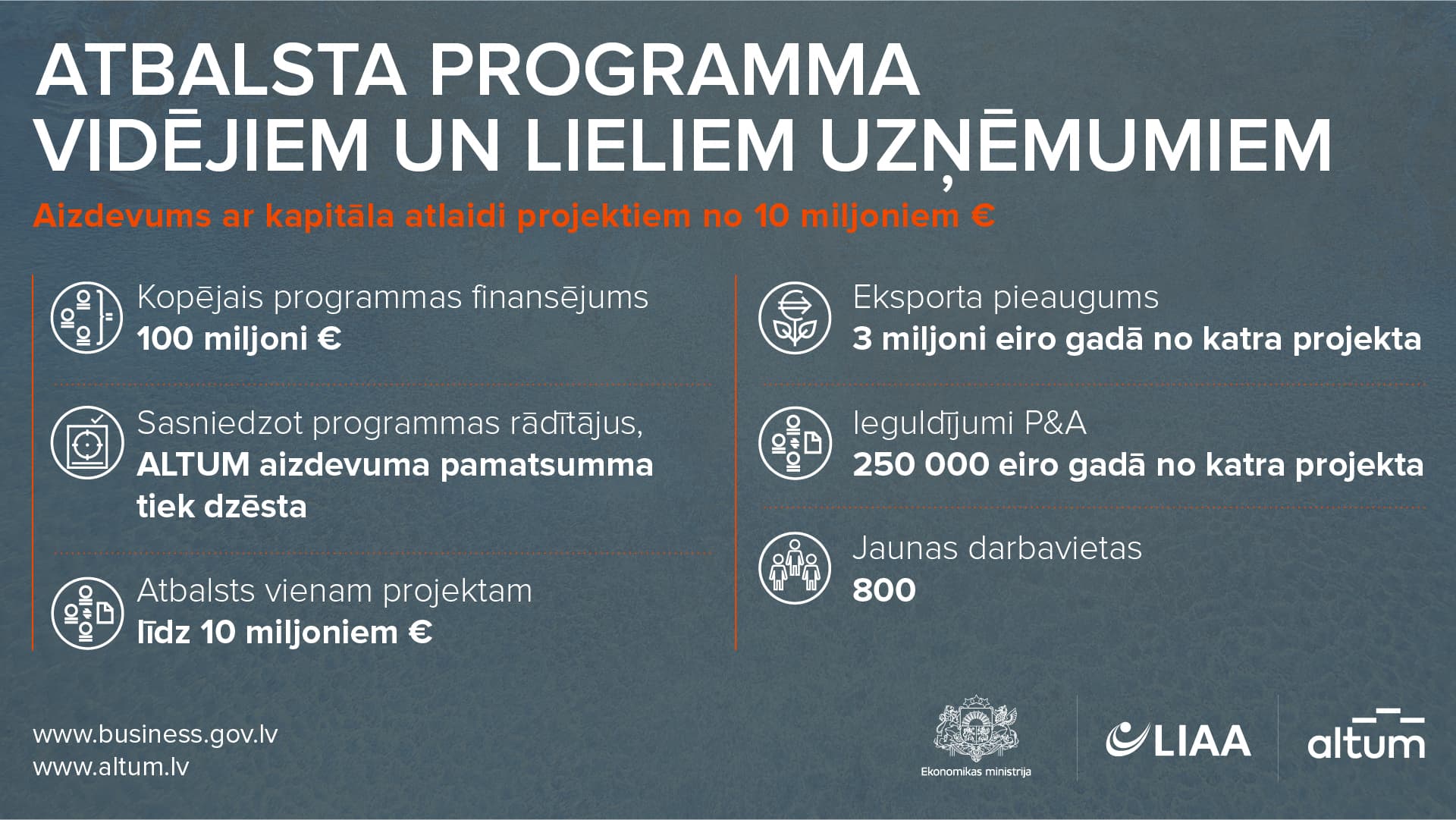 Atbalsta programmas vizualizācija