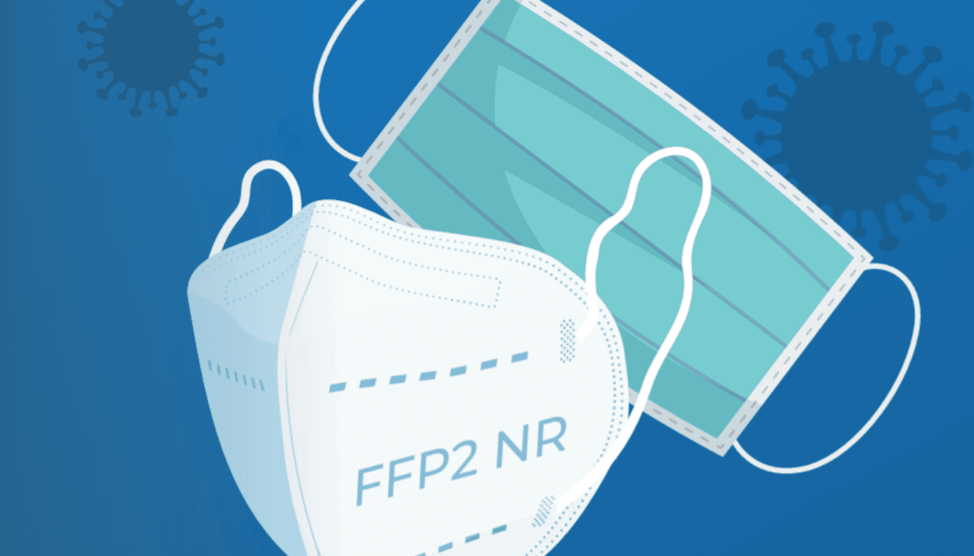 Vizualizācija ar medicīnisko sejas masku un respiratoru