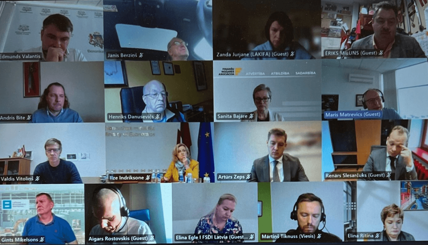 Tautsaimniecības padomes sanāksmes ekrānuzņēmums