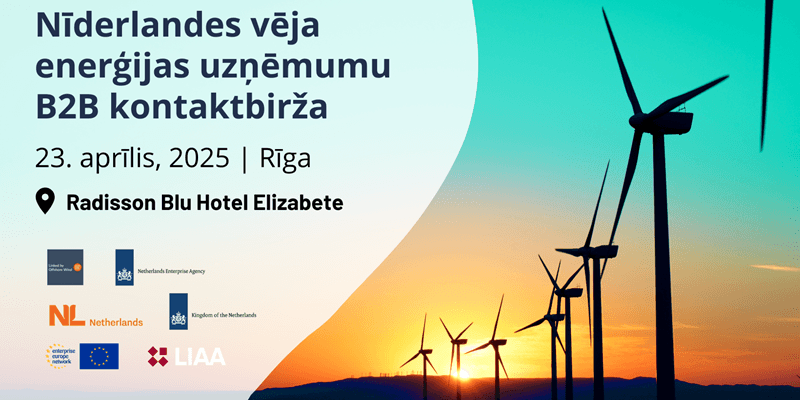 EEN aicina uz Nīderlandes atkrastes vēja enerģijas uzņēmumu vizīti un kontaktbiržu Latvijā EEN aicina uz Nīderlandes atkrastes vēja enerģijas uzņēmumu vizīti un kontaktbiržu Latvijā
