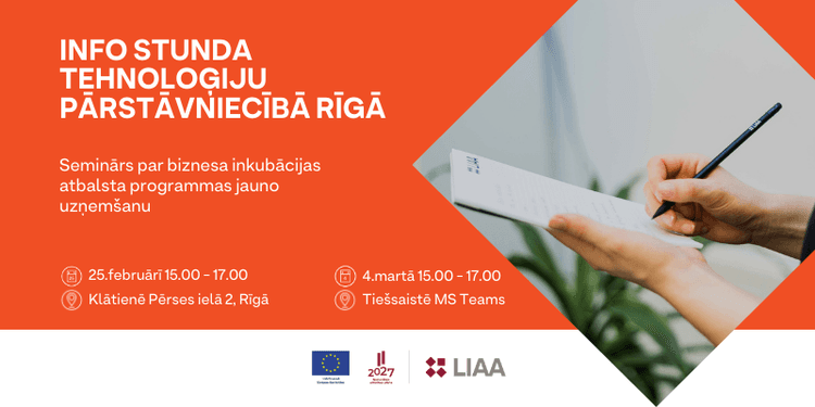 Info stundas Tehnoloģiju pārstāvniecībā Rīgā. Izvēlies ērtāko - klātienē vai tiešsaistē.