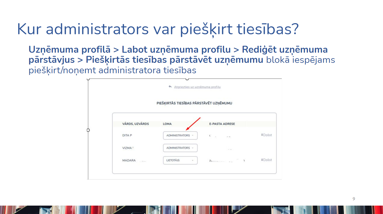 Kur administrators var piešķirt tiesības?