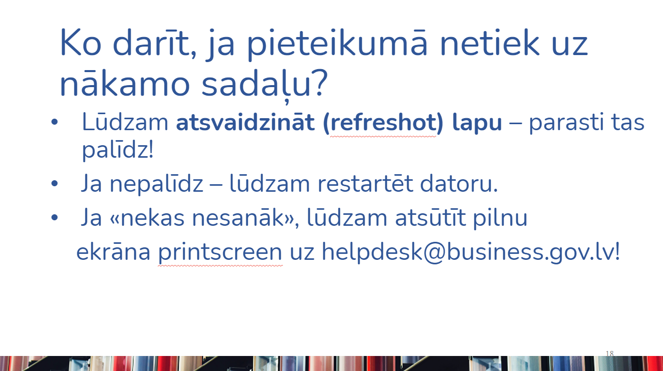 Ko darīt, ja pieteikumā netiek uz nākamo sadaļu?