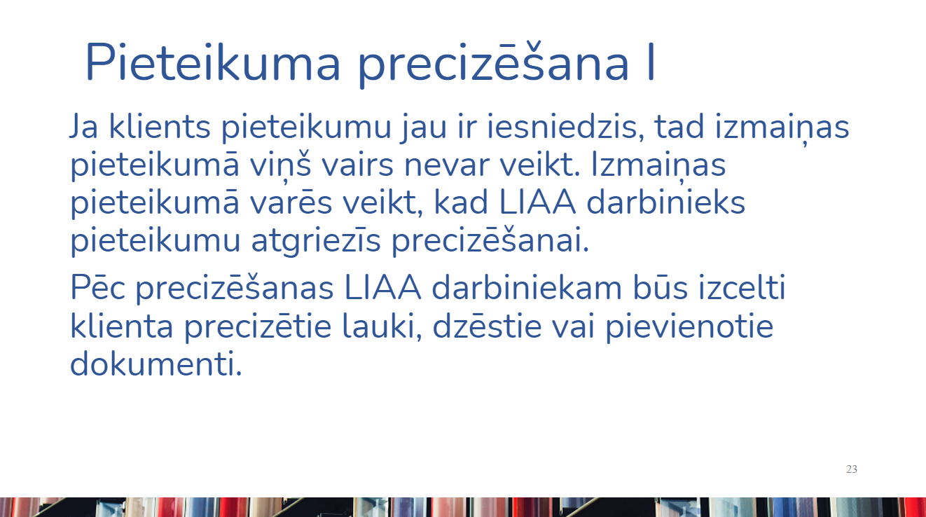 Pieteikuma precizēšana