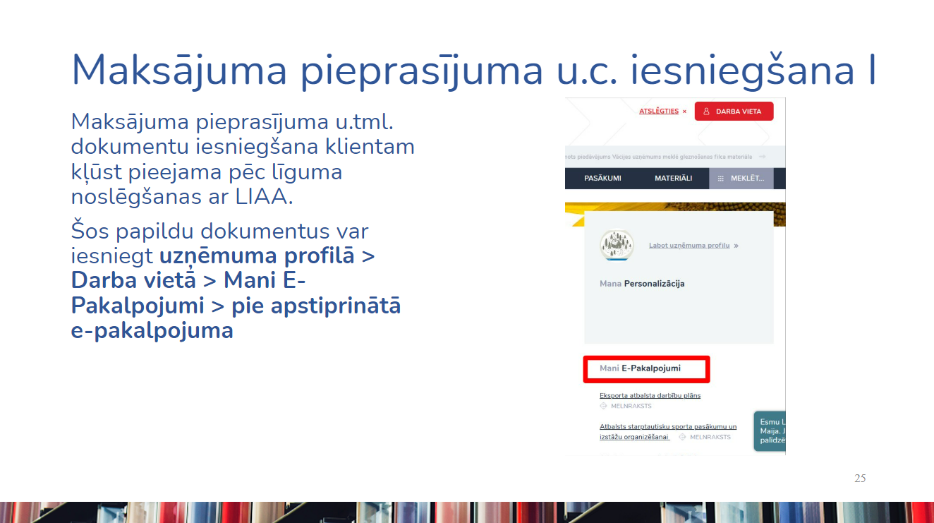 Maksājuma pieprasījuma u.c. iesniegšana