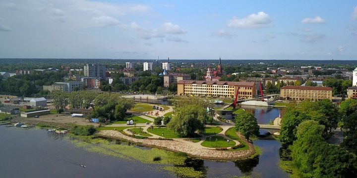 Jelgavas pilsētas skats no drona lidojuma 